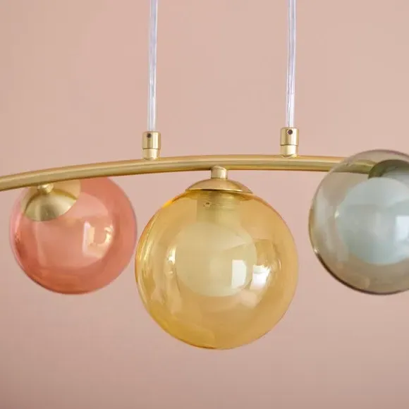 Eliza 7-Light Pendant Bar Ceiling Light - Multicolor, Satin Gold alternate view