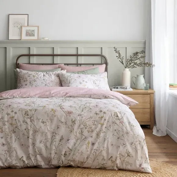 Ella Whimsical Reversible Duvet Cover & Pillowcase Set - Blush, Polycotton product