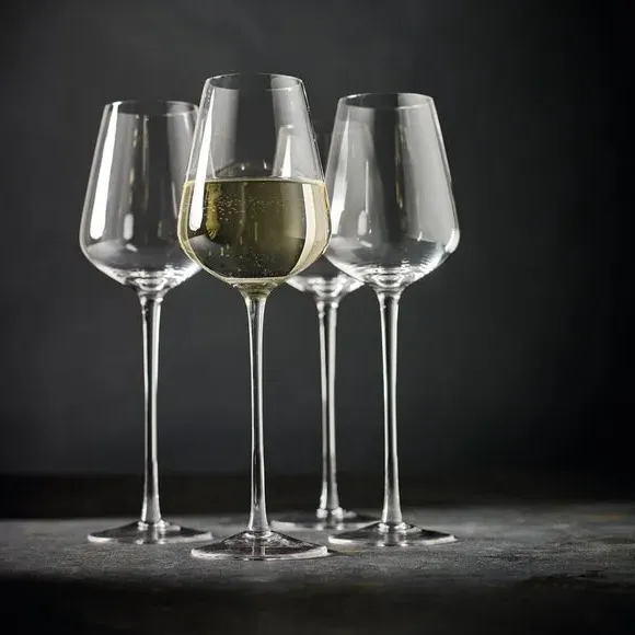 Elle Set of 4 Tall Stem White Wine Glasses - Clear