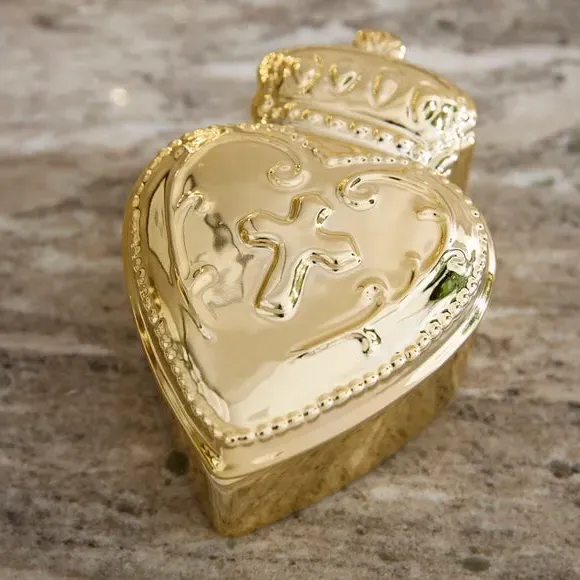 Embossed Heart Trinket Box - Gold alternate view
