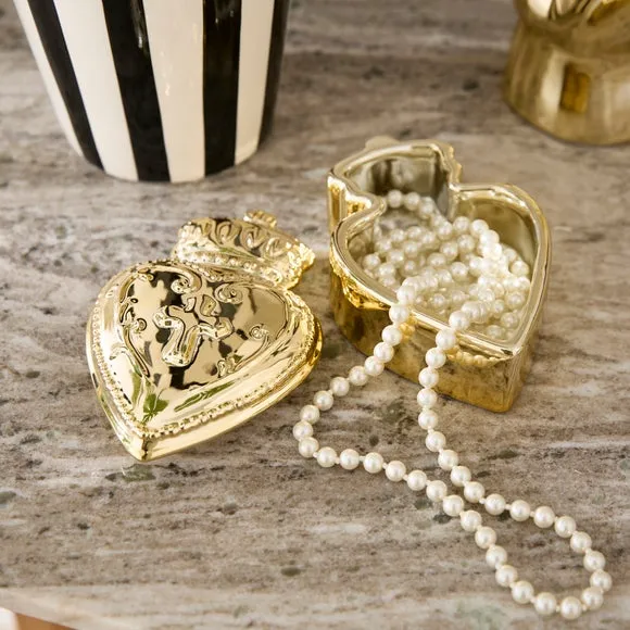 Embossed Heart Trinket Box - Gold product