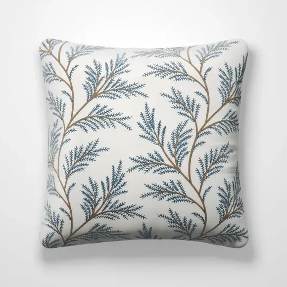 Embroidered Cushion Cover - Blue, Polycotton alternate view