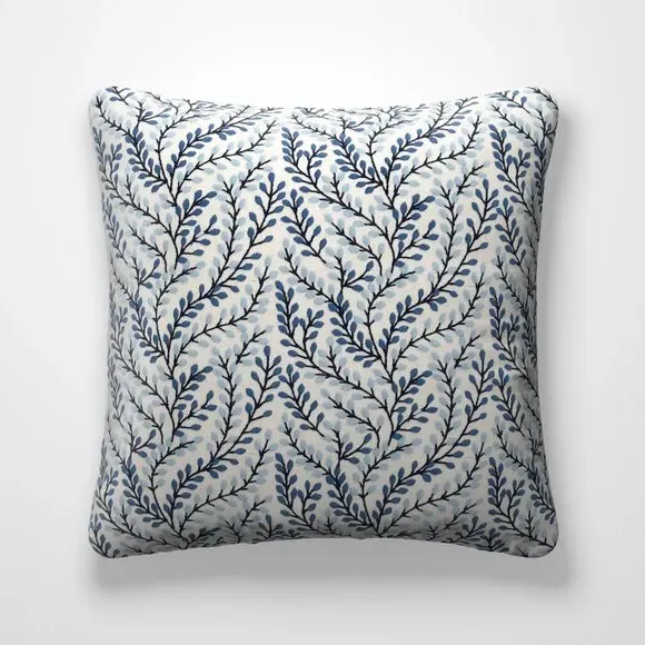 Embroidered Cushion Cover - Blue, Polycotton alternate view