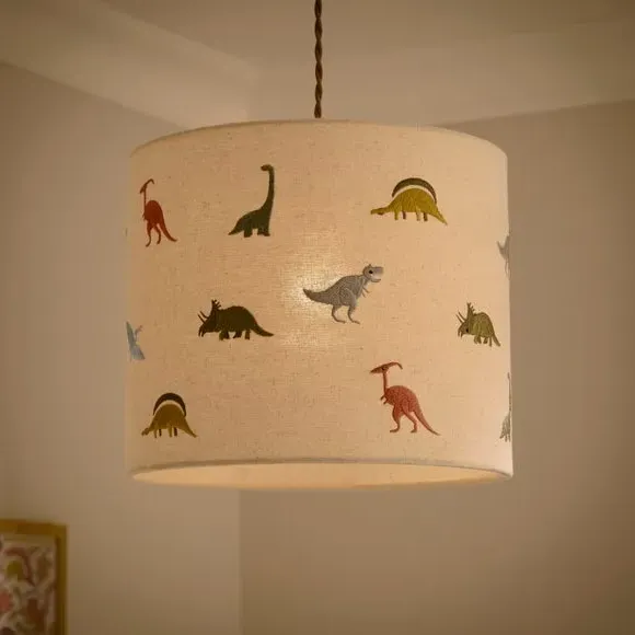 Embroidered Dinosaur Easy Fit Lamp Shade - Multicolor, Polyester alternate view
