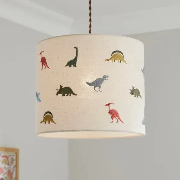 Embroidered Dinosaur Easy Fit Lamp Shade - Multicolor, Polyester product