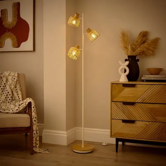 Emil Rattan 3-Light Adjustable Floor Lamp - Natural alternate view