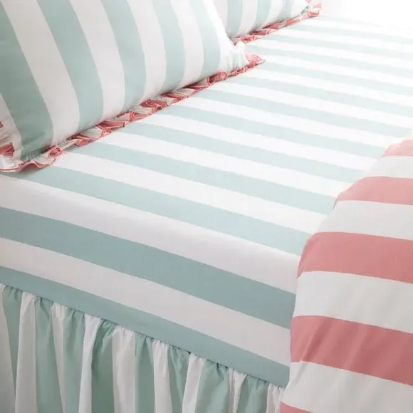 Emmy Stripe Fitted Sheet - Aqua Blue, Cotton product