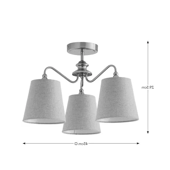 Enid 3-Light Semi Flush Ceiling Light - Gold, Linen by Dunelm, image 6