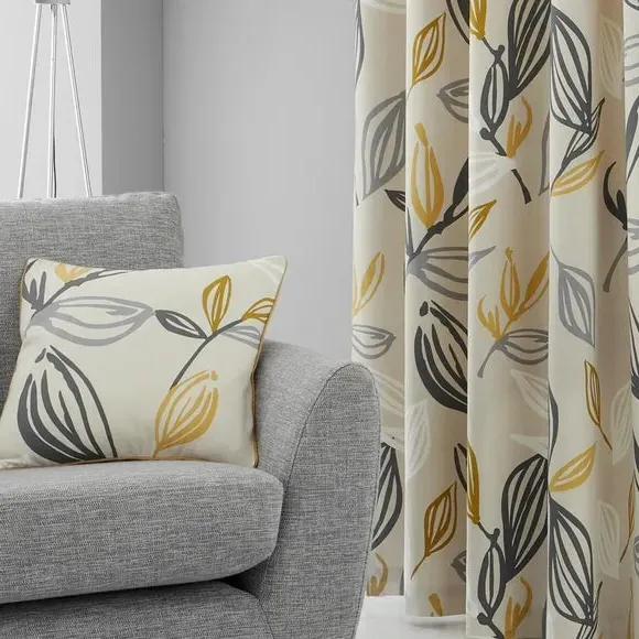 Square Filled Cushion Floral Design - Yellow, Cotton alternate view