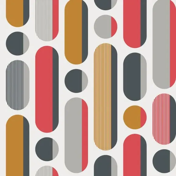 Geometric Wallpaper Removable - Red alternate view
