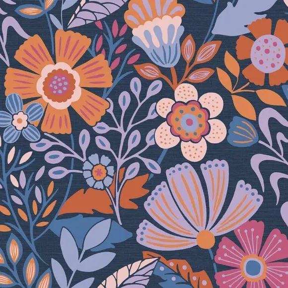 Floral Wallpaper Removable - Blue, Paper alternate view