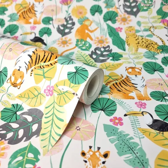 Jungle Pattern Wallpaper - Multicoloured alternate view