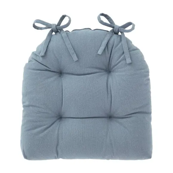 Esme Round Back Seat Pad with Ties - Blue, Cotton alternate view