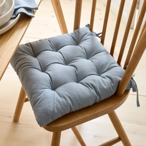 Esme Square Seat Pad with Ties - Blue, Washed Cotton product