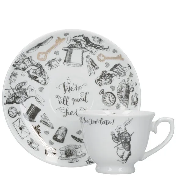 Espresso Cup and Saucer Set - Black/White, China alternate view