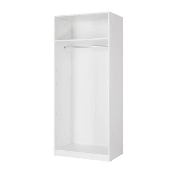 Double Wardrobe with Drawers - White, Oak Effect