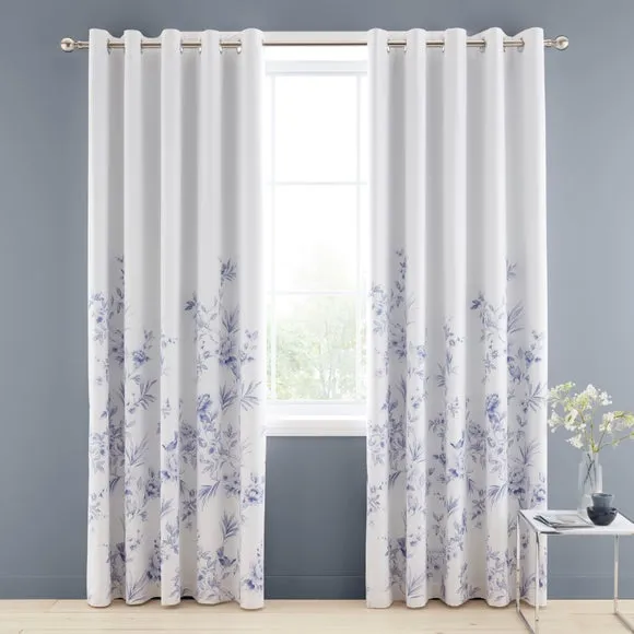 Eyelet Curtains with Blackout Lining - Blue alternate view