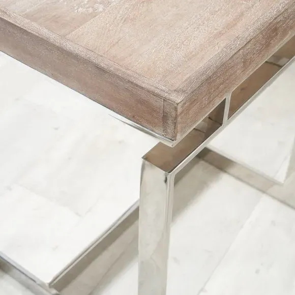 Side Table with Antique Finish - Natural, Mango Wood alternate view