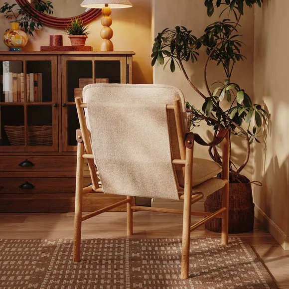 Accent Chair with Wooden Frame - Natural, Boucle alternate view