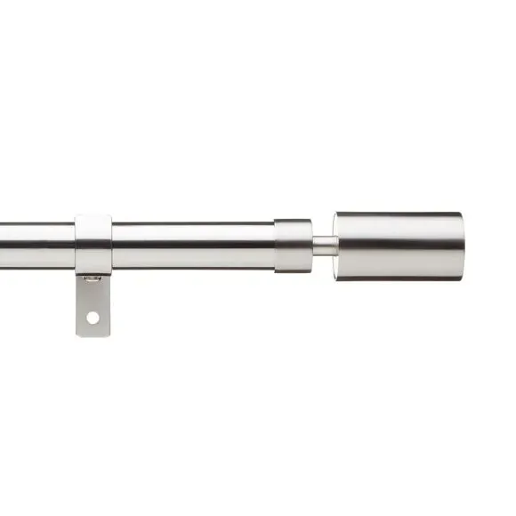 Extendable Curtain Pole with Barrel Finials - Satin Steel Silver, Metal alternate view