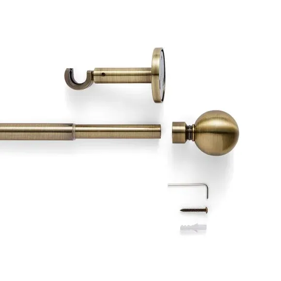 Ashton Extendable Curtain Pole - Antique Brass, Metal alternate view