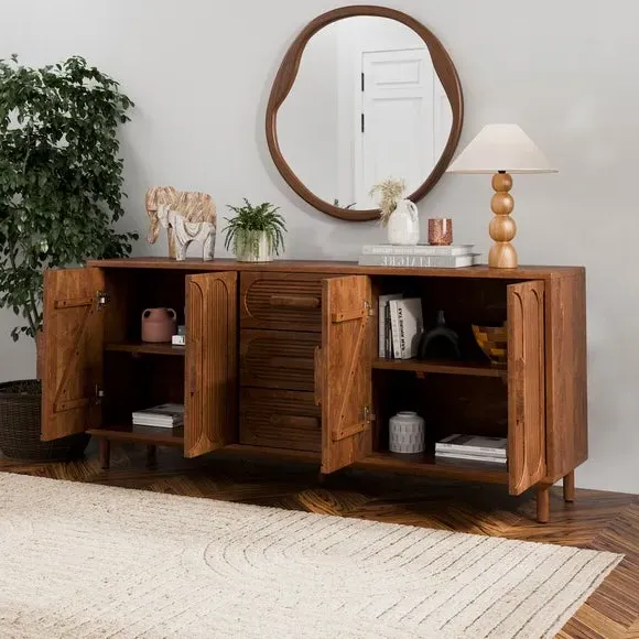 Khari Extra Wide Sideboard - Dark Wood Brown, Mango Wood alternate view
