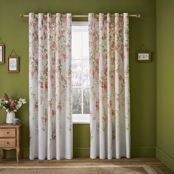 Wisteria Trail Blackout Eyelet Curtains - Pink, Polycotton alternate view