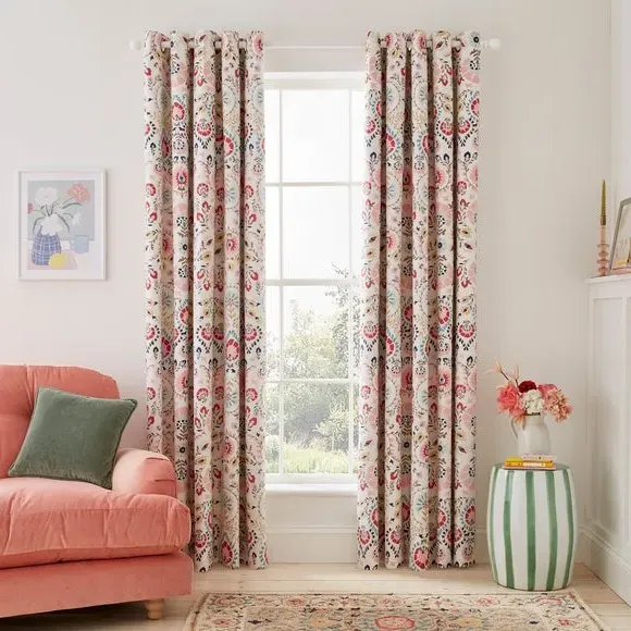 Eyelet Blackout Curtains with Lining - Pink, Cotton alternate view
