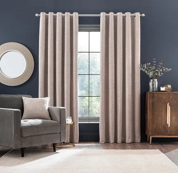 Textured Chenille Eyelet Curtains - Mushroom alternate view