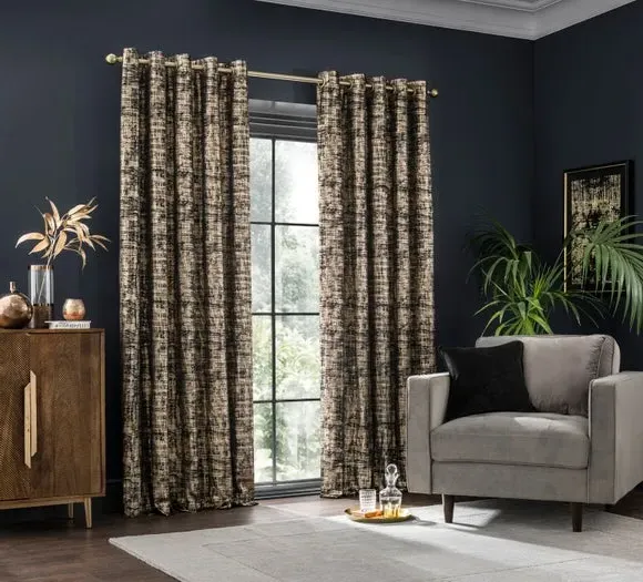 Romano Velour Eyelet Curtains (Blackout Available) - Black alternate view