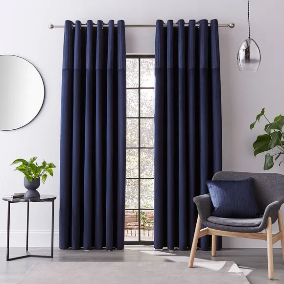Quinn Eyelet Curtains - Ink Blue, Recycled Velour alternate view