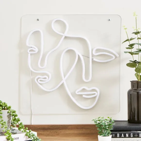 Faces Silhouette Neon Sign - Warm White alternate view