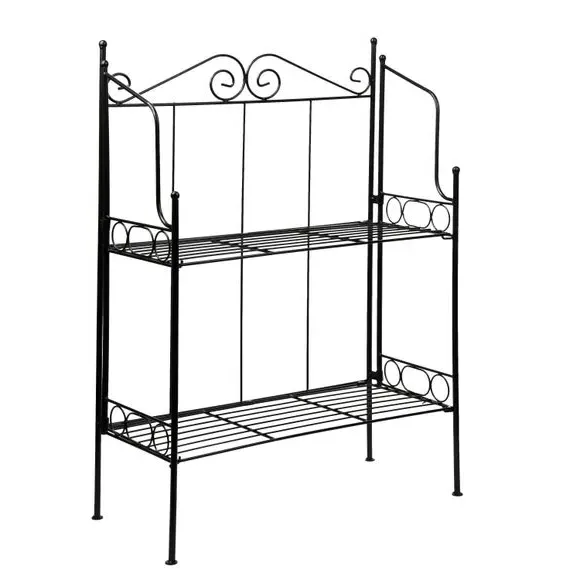 2-Tier Folding Plant Stand - Black, Metal by Dunelm, alternate view