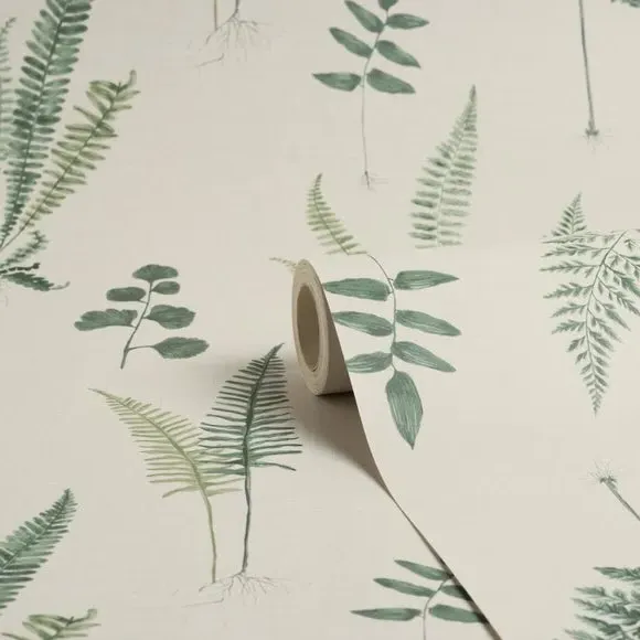 Fern Pattern Wallpaper - Green, Matte Finish alternate view