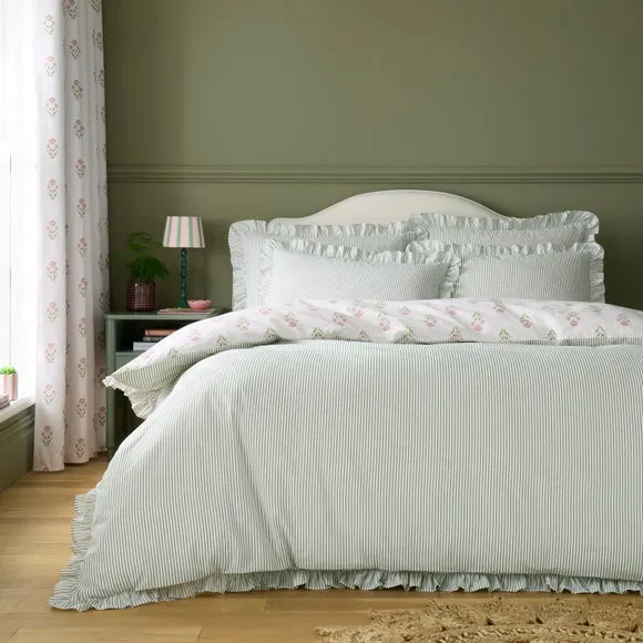 Fiorella Frilled Duvet Cover & Pillowcase Set - Pink, Cotton alternate view