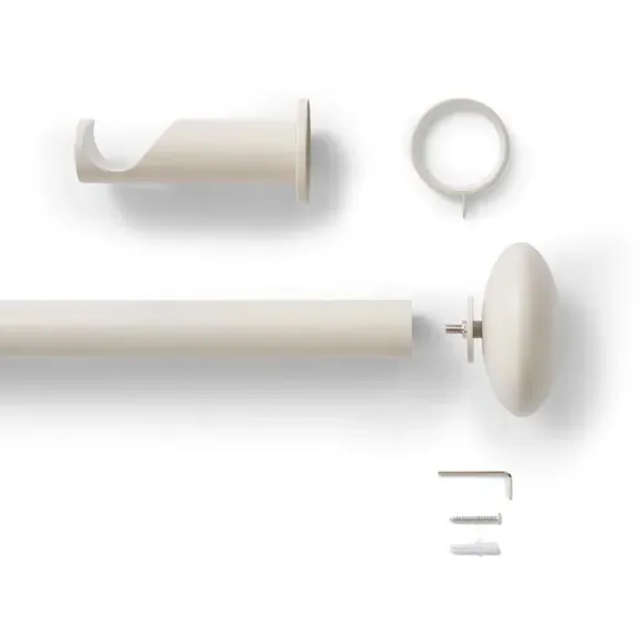 Pebble Fixed Metal Curtain Pole with Rings - Sandstone alternate view