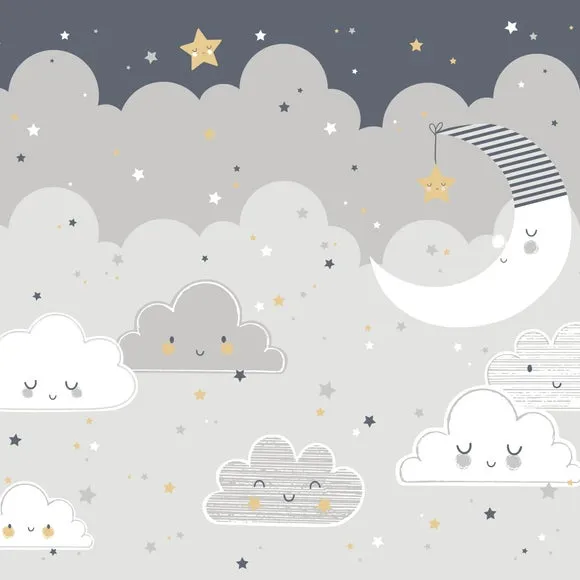 Floating Clouds Wall Mural - Grey alternate view