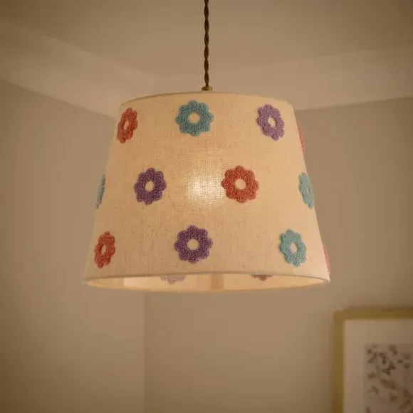 Floral Applique Easy Fit Lamp Shade - Multicolor, Polyester alternate view