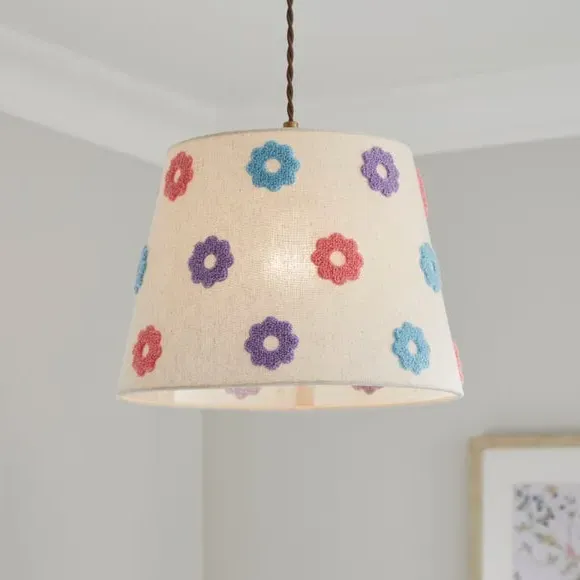 Floral Applique Easy Fit Lamp Shade - Multicolor, Polyester product