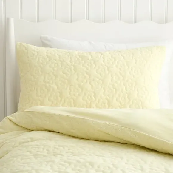 Floral Cord Pinsonic Quilt Cover & Pillowcase Set - Yellow alternate view