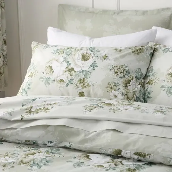 Darla Floral Duvet Cover & Pillowcase Set - Sage Green, Cotton alternate view