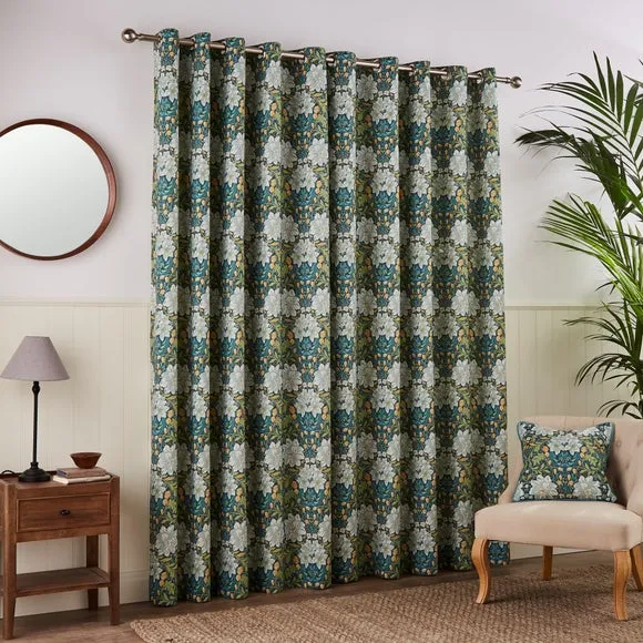 Floral Eyelet Curtains - Green, Cotton by Dunelm, image 4