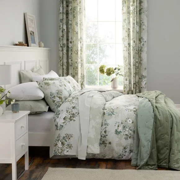 Darla Floral Flat Sheet - Sage Green, Cotton alternate view