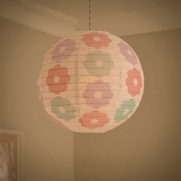 Floral Round Pendant Shade - Multicolor, Paper alternate view