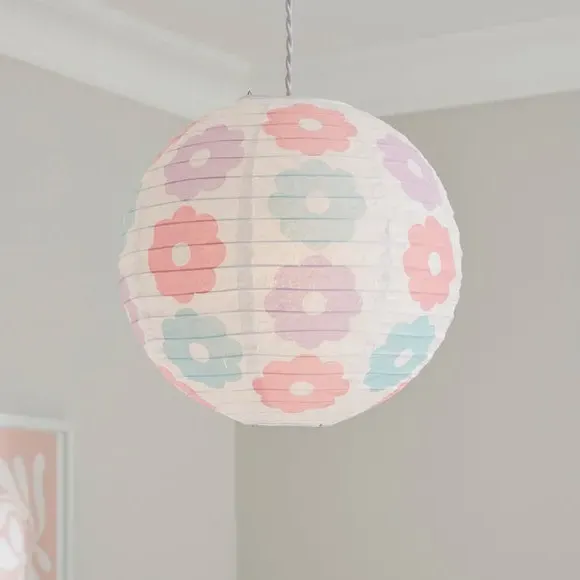 Floral Round Pendant Shade - Multicolor, Paper product