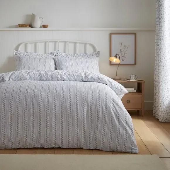 Floral Toile Duvet Cover & Pillowcase Set - Folkestone Blue, Polycotton alternate view