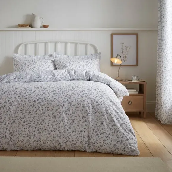 Floral Toile Duvet Cover & Pillowcase Set - Folkestone Blue, Polycotton product