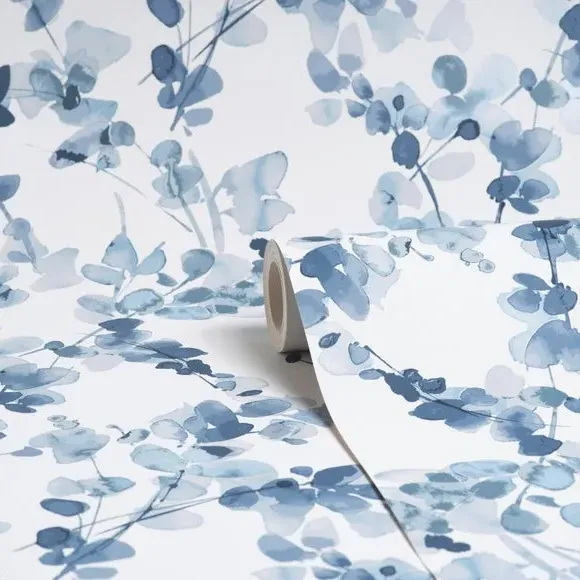 Honesty Floral Wallpaper with Matt Finish - Teal Blue alternate view