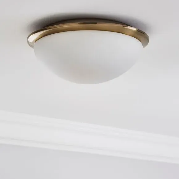 Lotto Flush Ceiling Light Dimmable - Antique Brass, Opal Glass alternate view