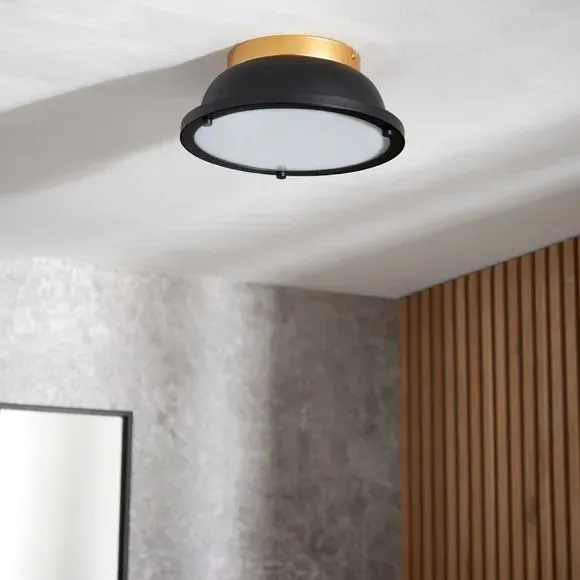 Barton Bathroom Flush Ceiling Light Dimmable - Black, Stainless Steel alternate view